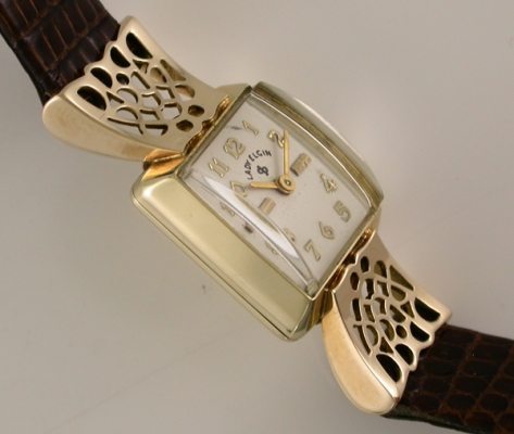 1951 Elgin 14k Ladies Fancy Lug Wristwatch - The Antique Watch Company